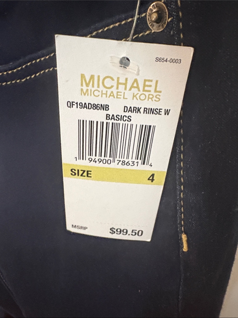 Michael Kors Navy Blue Women's Skinny Jeans with Contrast Stitching
